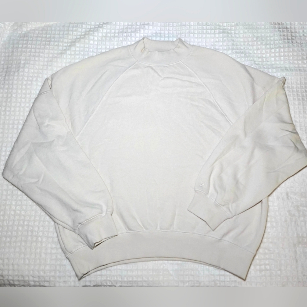 Victorias Secret PINK Ivy Fleece Mock Neck Sweatshirt White Shell Size Medium